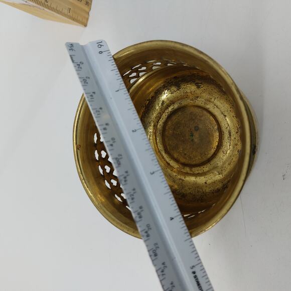 Vintage Brass Dish Vase Planter Decorative Bowls - Picture 2 of 8